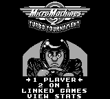 Micro Machines 2: Turbo Tournament title screen for GameBoy
